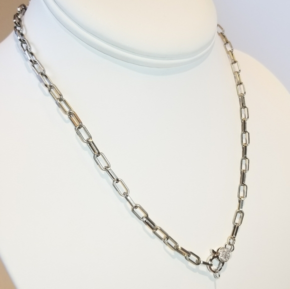 NEW Matte Silver paperclip link chain necklace - Picture 5 of 8
